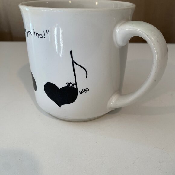 Vintage Rubes Coffee Mug "I Love You Too!" Musical Notes Cartoon 3.5” - Picture 2 of 6